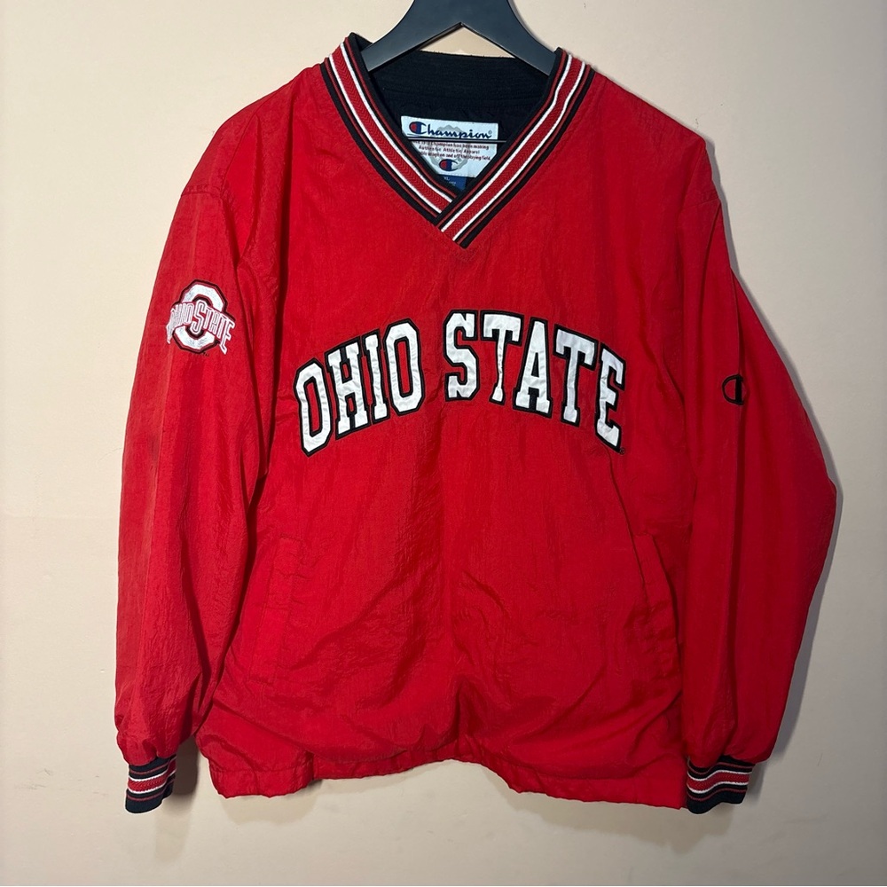 Champion Ohio State Vintage Pullover Windbreaker Jacket XL Red